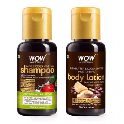 SAMPLER: WOW Apple Cider Vinegar Shampoo + WOW Shea & Cocoa Butter Moisturizing Lotion - 30 ml