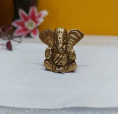 SAMPOORNAM Brass Idol Mini Ganesha: Unique Collectible Gold Finish Statue (2 inch)