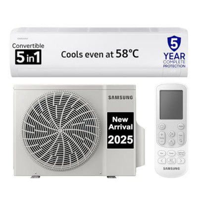 [2025 Model]  Samsung 1 Ton 3 Star Digital Inverter Split AC (5-year comprehensive warranty, 5 Step Convertible, 2025 Model, AR50F12D0LH)