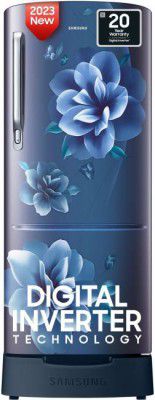 SAMSUNG 183 L Direct Cool Single Door 4 Star Refrigerator with Base Drawer with Digital Inverter (Camellia Blue, RR20C1824CU/HL)