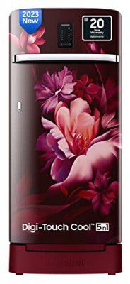 Samsung 189 L 4 Star Digi-Touch Cool Digital Inverter with Display Direct-Cool Single Door Refrigerator (RR21C2F24RZ/HL, Midnight Blossom Red, Base Stand Drawer, 2023 Model)