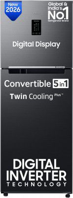 Samsung 301 L Frost Free Double Door 2 Star Refrigerator  with Convertible 5-in-1, Digital Inverter, Digital Display, 2026 Model (BLACK DOI, RT31H4522B1/HL)