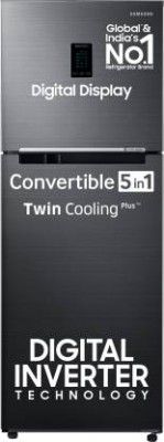 SAMSUNG 301 L Frost Free Double Door 3 Star Convertible Refrigerator  (Luxe Black, RT34C4523BX/HL)