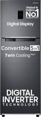 SAMSUNG 322 L Frost Free Double Door 3 Star Refrigerator with Digital Inverter, Convertible 5-in-1 and Display  (Black DOI, RT37C4523B1/HL)