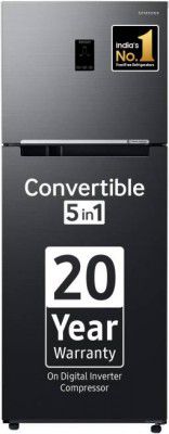 SAMSUNG 363 L Frost Free Double Door 3 Star Convertible Refrigerator with Convertible5In1  (Luxe Black, RT39C553EBX/HL)