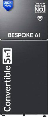 [Extra Rs 11500 Off] Samsung 396 L Frost Free Double Door 3 Star Convertible Refrigerator with 5-in-1, Digital Inverter, WiFi Enabled Bespoke AI  (Black DOI, RT41DG6A4DB1HL)