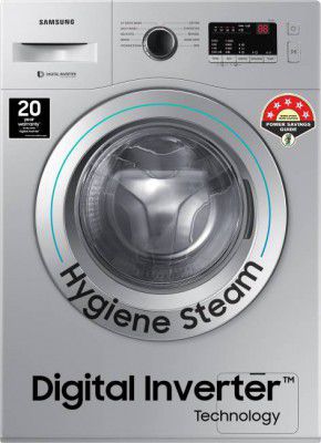 SAMSUNG 6 kg Inverter, 5 star, Hygiene Steam,Digital Inverter Fully Automatic Front Load Washing Machine with In-built Heater Silver  (WW60R20GLSS/TL)