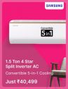  SAMSUNG 1.5 Ton 4 Star Split Inverter Air Conditioner @ ₹ 40499 in Flipkart Big Billion Days Sale ...