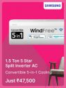  SAMSUNG 1.5 Ton 5 Star Split Inverter Air Conditioner @ ₹ 47500 in Flipkart Big Billion Days Sale ...