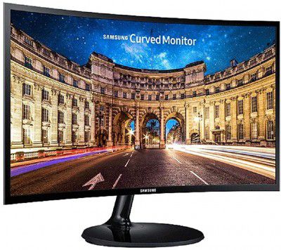(Renewed) Samsung 23.5 inch (59.8 cm) Curved LED Monitor - Full HD, VA Panel with VGA, HDMI, Audio Ports - LC24F390FHWXXL (Black)