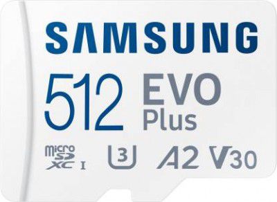SAMSUNG Evo Plus 512 GB MicroSDXC Class 10 130 MB/s Memory Card  (With Adapter)