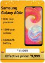 Samsung Galaxy A04e @ ₹9,999 During Big Billion Days Sale...