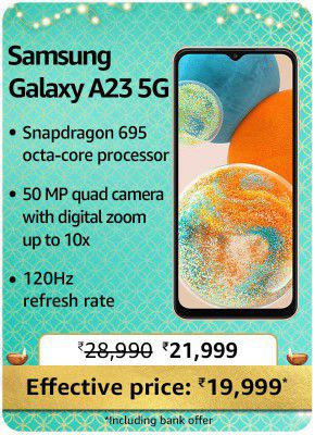 Samsung Galaxy A23 5G @ ₹19,999/- During Big Billion Days Sale