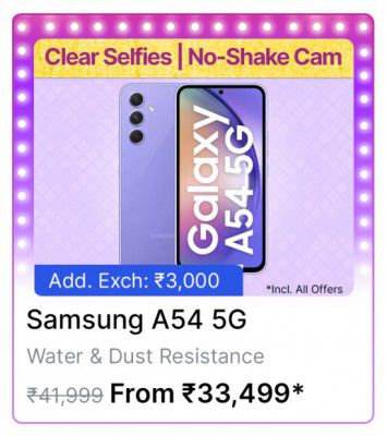 Samsung Galaxy A54 @ ₹33,499/- During Big Billion Days Sale