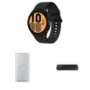 Samsung Galaxy Watch4 Bluetooth(4.4cm, Black) + Wireless Powerbank 10000mAh ,Silver + Wireless Charger Duo ,Black...