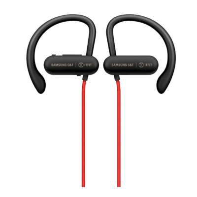 Samsung ITFIT Bluetooth Earphone Sweat proof IPX4 Playtime upto 6 hrs Light weight Red & Black (BE7)