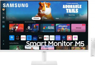 SAMSUNG M5 (27") Full HD VA Panel with Mouse & Keyboard Control, OTT Apps, Office 365, Workout Tracker, Speakers, Remote, Bluetooth Smart Monitor (LS27DM501EWXXL)