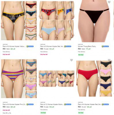Samvar Womens Panties ( Pack 6 ) Starts ₹59