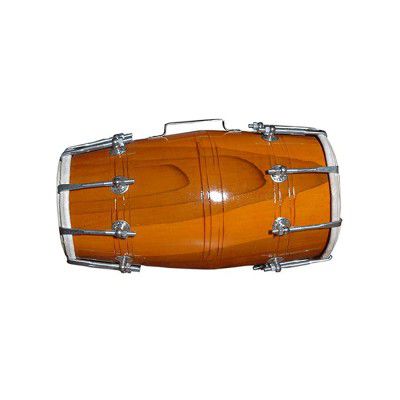 SAMZHE handmade Wood Dholak Indian Folk Musical Instrument Drum Nuts N Bolt, brown (1)