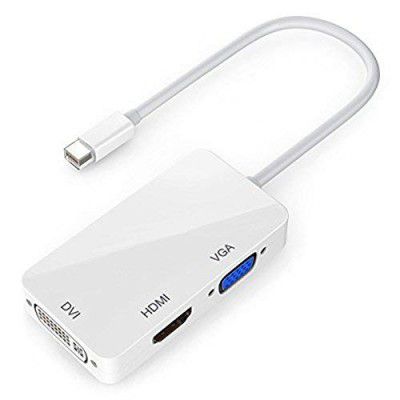 SAMZHE Thunderbolt Mini DisplayPort DP to HDMI VGA DVI Adapter Cable (White) (MST-1025)