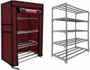 SANAMSTORE Metal Collapsible Shoe Stand (Maroon , 4Shelves, Metal Collapsible Shoe Stand  (Maroon, 4 Shelves, DIY(Do-It-Yourself))...