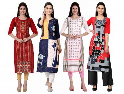Sancom Womens Crepe Straight Kurta