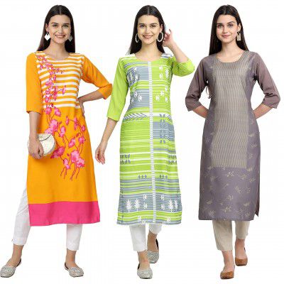 Sancom Womens Crepe Straight Kurta