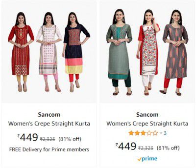 Sancom Women's Kurta upto 80% off