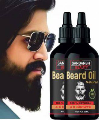 Sandarbh 4 x Faster Beard Growth oil with 100% Natural Ingredients Based Hair Oil (60 ml)