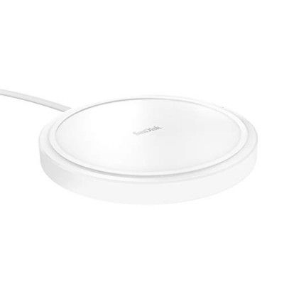 SanDisk iXpand Wireless 15W Charger for Qi-Compatible Phones (iPhone 8 and up/Samsung Galaxy S7 and up/Samsung Galaxy Note 8 and up/OnePlus 8 Pro and AirPods Pro, No Adapter Included, White)