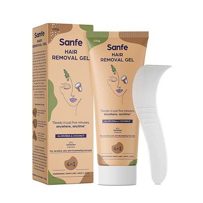 Sanfe Hair Removal Gel for Women- 100ml with Aloe Vera & Coconut Extracts