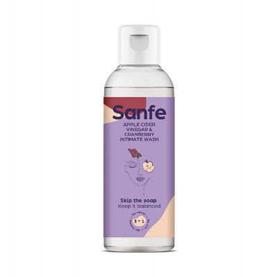 Sanfe Mini Intimate Wash - Apple Cider Vinegar with Cranberry - 15 ml - Prevents UTI infections foul odour itching - blue