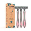 Sanfe Shea Butter Body Razor for Women's Hair Removal - Pack of 3 with New No Cut Technology | Comfortable Handle | Instant & Pain Free Remover | Protective Sleeve and Anti-Slip Grip...