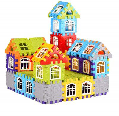 SANGANI, Medium Sized Happy Home House Building Blocks with Smooth Rounded Edges.