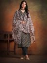Sangria Ethnic Motifs Printed V-Neck Gotta Patti Kurta With Trouser & Dupatta...