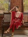 Sangria Women Maroon Ethnic Motifs Printed Kurta with Trousers...