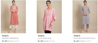 Myntra : Sangria Womens Kurta Upto 93% Off