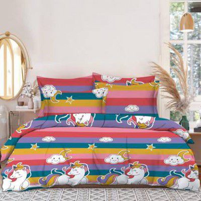 SANJEET Cotton King Flat 260 TC Printed Bedsheet  (Pack of 1, Multicolor flat 74)