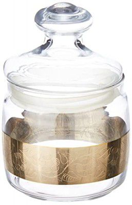 Sanjeev Kapoor Golden Glass air Tight Jar for Storage Small 600 ml