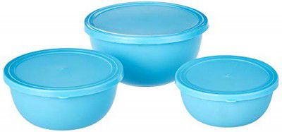 Sanjeev Kapoor Premium Stainless Steel Wave Bowl with Tray Set of 3 pcs, Multi Colour, Standard