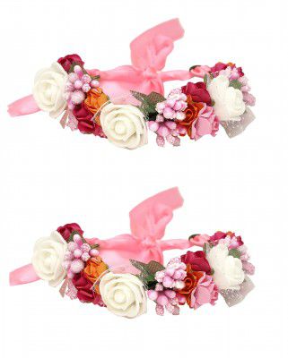 sanjog Fabric Handmade Wrist band/Bracelet for Women/Men/Kids With Multicolor -Pack of 2