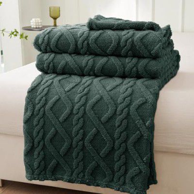 SANMARINO Luxury Coral Flannel Blanket for Single Bed – Ultra-Soft & Plush, 400 GSM, Premium AC Comforter for All Season 152x228 cm, Green