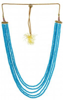 Sansar India Five Layer Multistrand Crystal Beads Necklace for Girls and Women