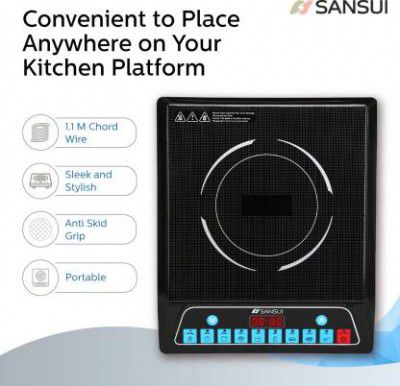 Sansui 1400 W Induction Cooktop Push Button (Black, SmartChef Plus)