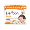 Santoor Baby Bathing Bar Soap with Milk Cream - 125gx3, Saffron, & Almond Oil for Soft...