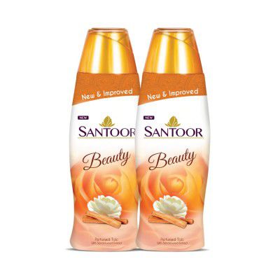 Santoor Beauty Perfumed Talc with Sandalwood Extracts | 150g, Pack of 2
