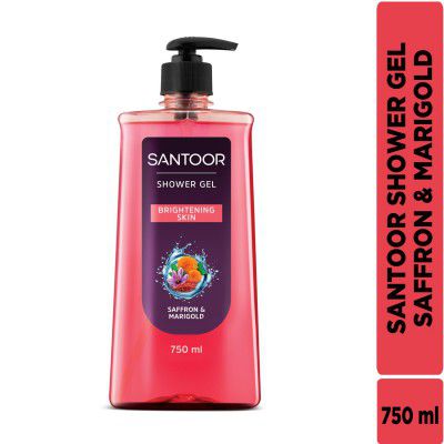 Santoor Brightening Shower Gel 750ml With Natural Saffron & Marigold Extracts