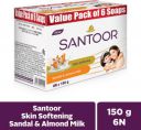 Santoor by Wipro Almond Soap with Sandal and Almond Milk (6 x 150 g)...