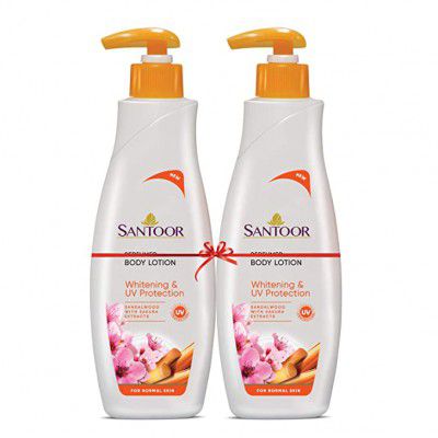 Santoor Perfumed Body Lotion for Whitening & UV Protection with Sandalwood & Sakura Extracts, 250ml (Pack of 2)