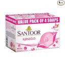 Santoor RoseGlo Soap with Rose Water & Honey, 125g (Pack of 4)...